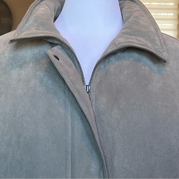 Bromley Sport Real Down Coat Women’s Medium Taupe Faux Suede Quilted Insulated - Picture 3 of 13